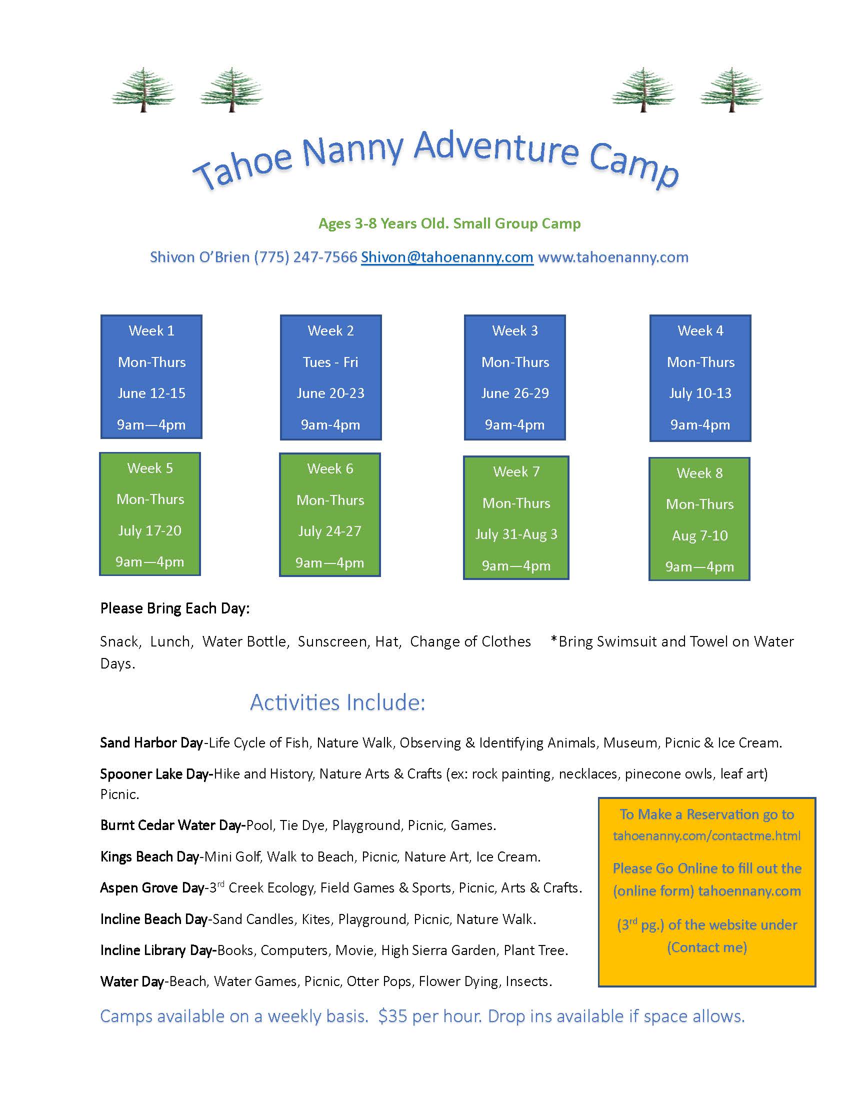 Summer Camp in Lake Tahoe